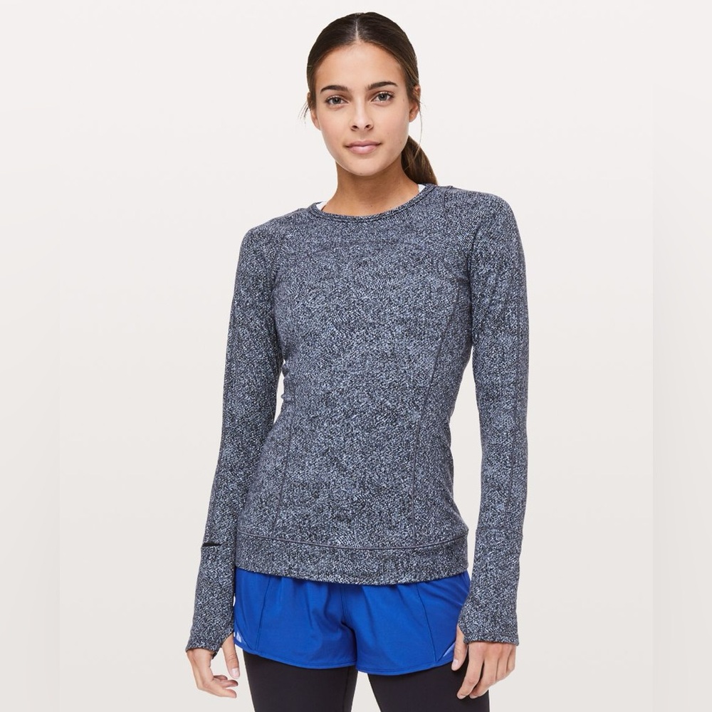 Lululemon Cypress Kiss Long Sleeve Size 6 Fusion Jacquard Black Violet Viola